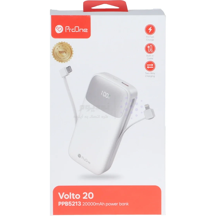 پاور بانک فست شارژ 20000mAh پرووان مدل ProOne VOLTO 20 PPB5213 22.5W